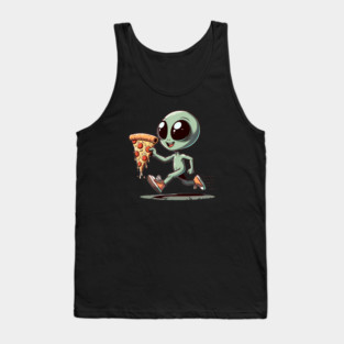 Funny Alien with Pizza, Loves to Eat Pizza Tank Top