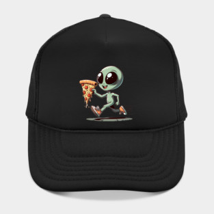 Funny Alien with Pizza, Loves to Eat Pizza Hat