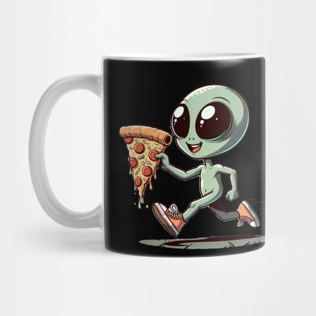 Funny Alien with Pizza, Loves to Eat Pizza by logiamerch