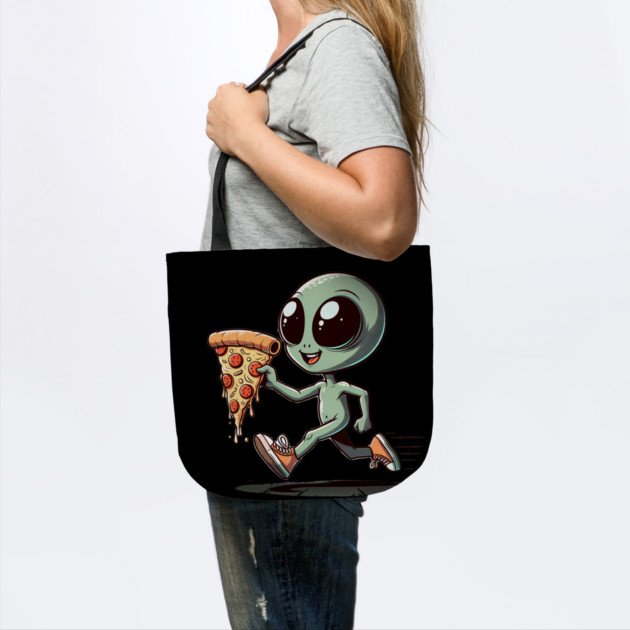 Funny Alien with Pizza, Loves to Eat Pizza by logiamerch