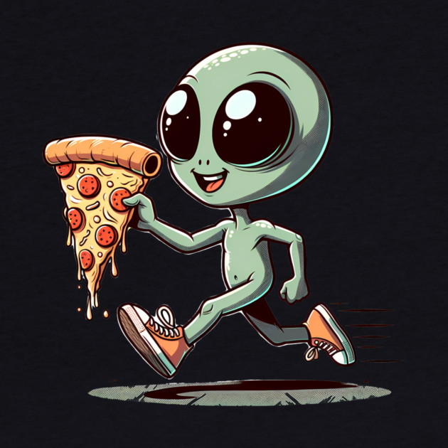Funny Alien with Pizza, Loves to Eat Pizza by logiamerch
