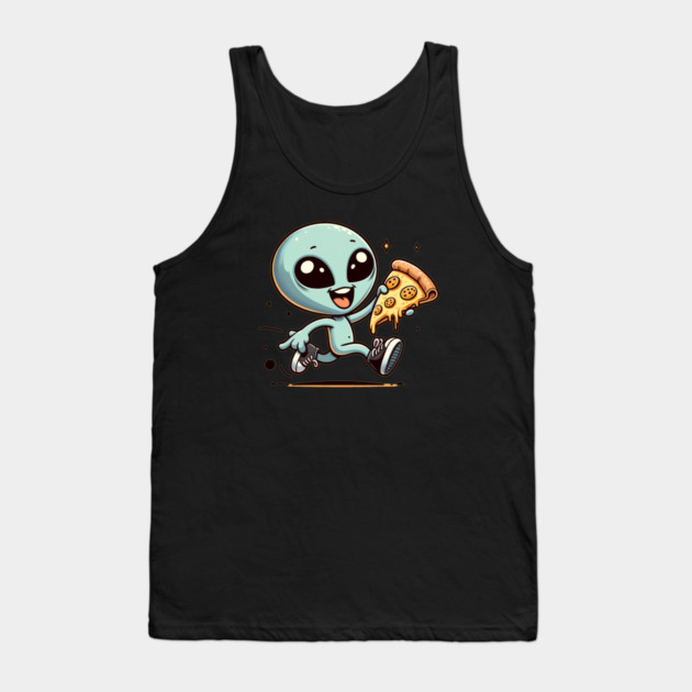 Funny Alien with Pizza, Loves to Eat Pizza Tank Top by logiamerch