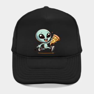 Funny Alien with Pizza, Loves to Eat Pizza Hat