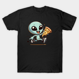 Funny Alien with Pizza, Loves to Eat Pizza T-Shirt