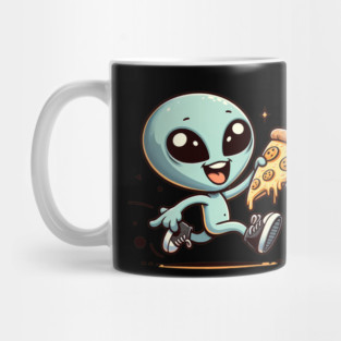 Funny Alien with Pizza, Loves to Eat Pizza Mug