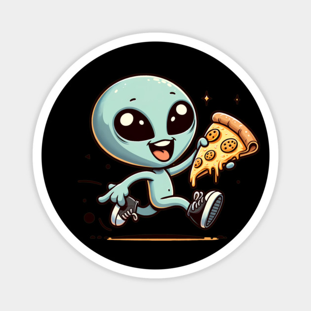 Funny Alien with Pizza, Loves to Eat Pizza Magnet by logiamerch