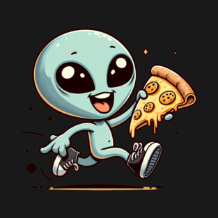 Funny Alien with Pizza, Loves to Eat Pizza T-Shirt