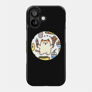 Funny Cat in Love with Fast Food Phone Case