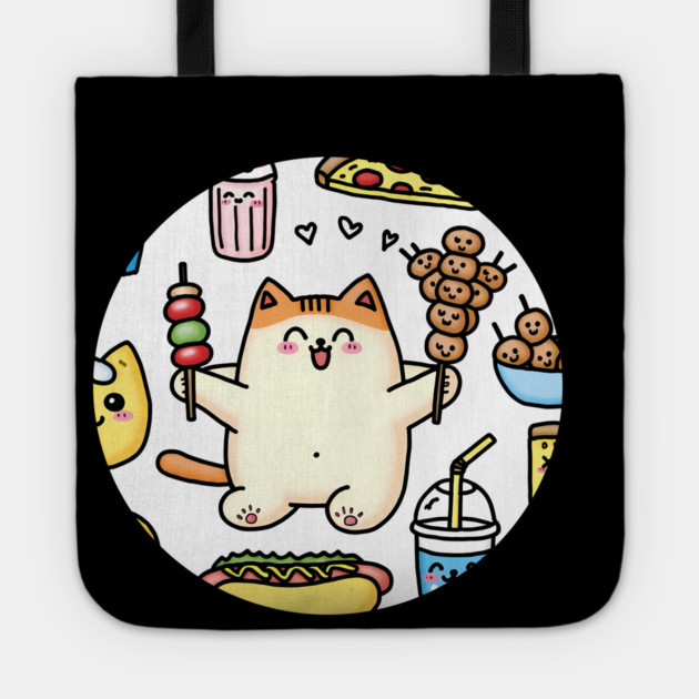 Funny Cat in Love with Fast Food Tote by logiamerch