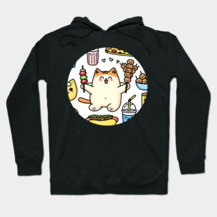 Funny Cat in Love with Fast Food Hoodie