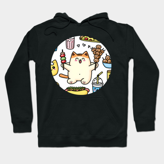 Funny Cat in Love with Fast Food Hoodie by logiamerch