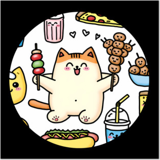 Funny Cat in Love with Fast Food Posters and Art