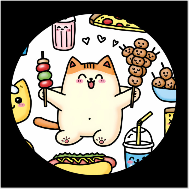 Funny Cat in Love with Fast Food Wall Art by logiamerch