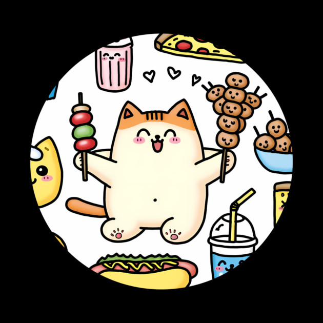 Funny Cat in Love with Fast Food by logiamerch