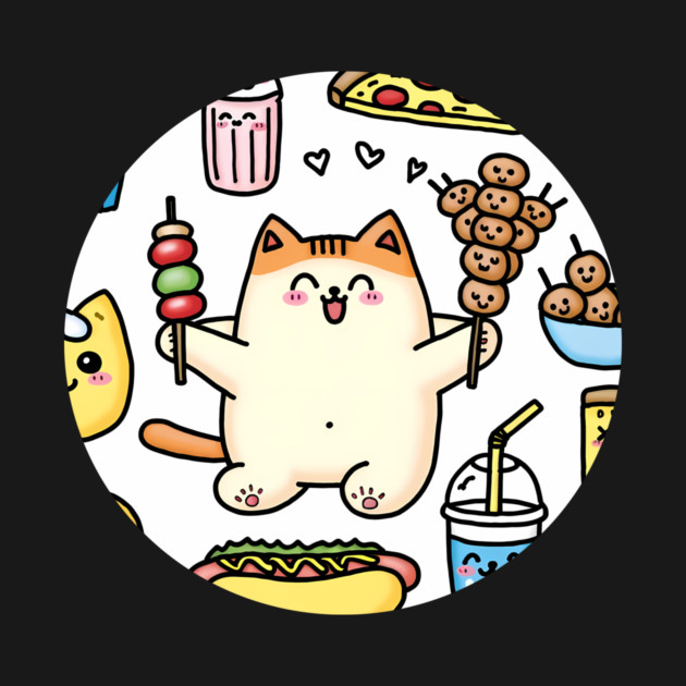 Funny Cat in Love with Fast Food by logiamerch