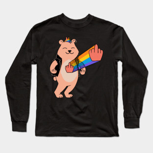 Bear middle finger Long Sleeve T-Shirt