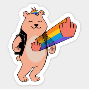 Bear middle finger Sticker