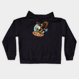 Funny Eagle hunting for Pizza Kids Hoodie