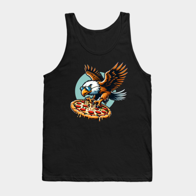 Funny Eagle hunting for Pizza Tank Top by logiamerch