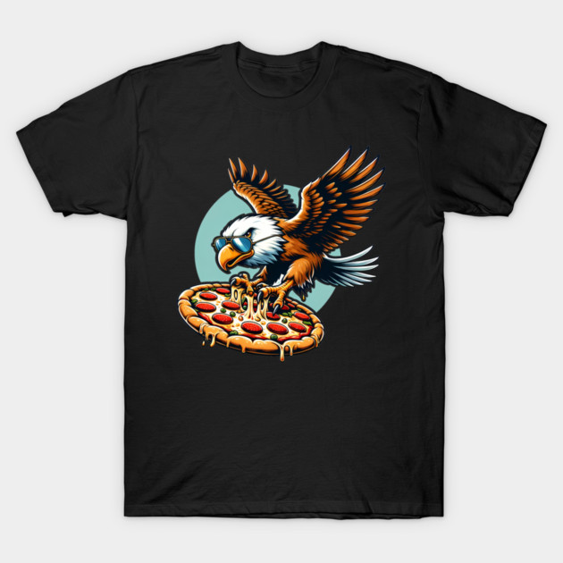 Funny Eagle hunting for Pizza T-Shirt by logiamerch