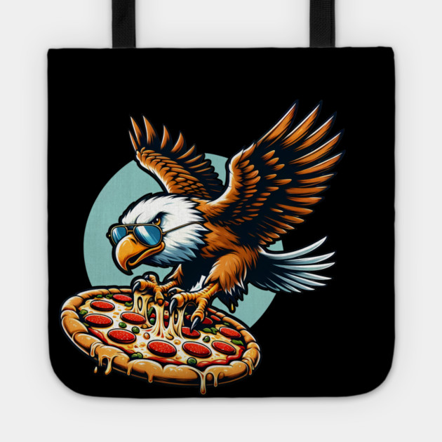 Funny Eagle hunting for Pizza Tote by logiamerch