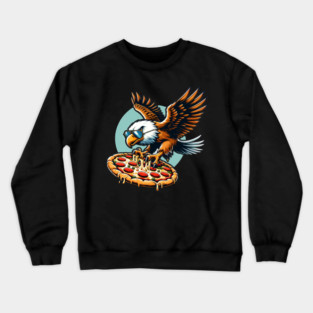 Funny Eagle hunting for Pizza Crewneck Sweatshirt