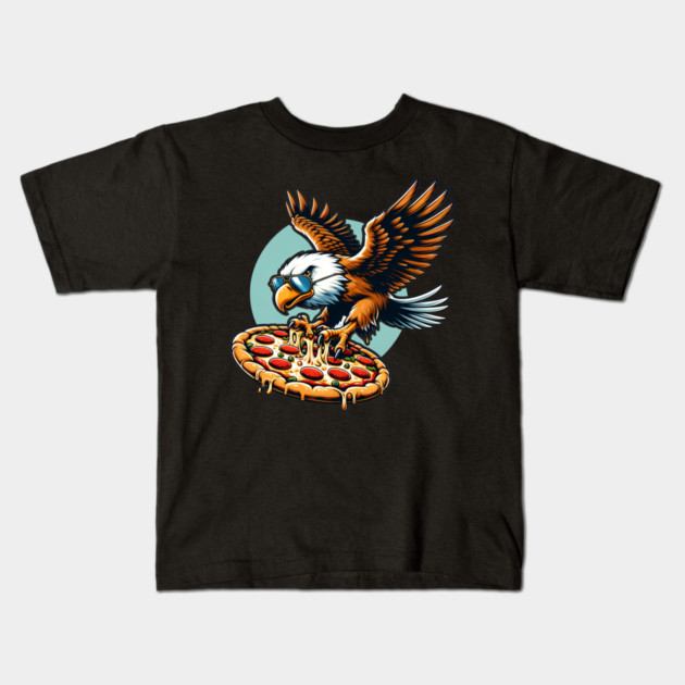 Funny Eagle hunting for Pizza Kids T-Shirt by logiamerch