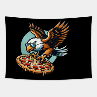 Funny Eagle hunting for Pizza Tapestry