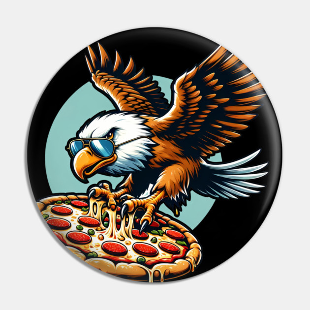 Funny Eagle hunting for Pizza Pin by logiamerch