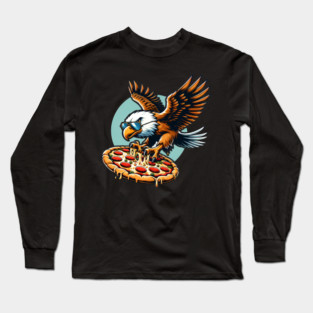 Funny Eagle hunting for Pizza Long Sleeve T-Shirt