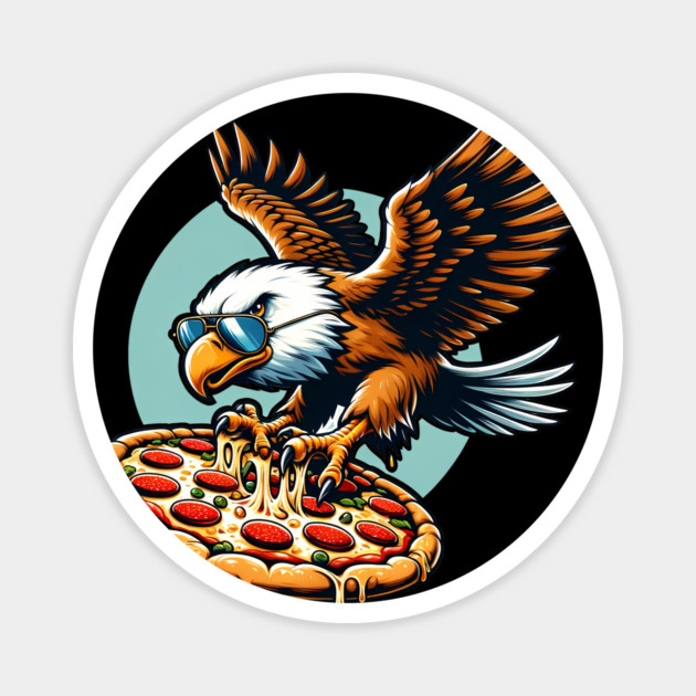 Funny Eagle hunting for Pizza Magnet by logiamerch