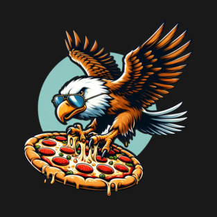 Funny Eagle hunting for Pizza T-Shirt