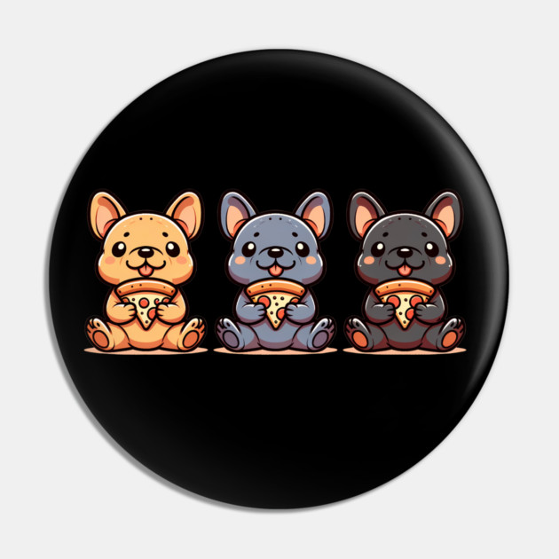 Cute Frenchie Dogs with Pizza, French Bulldogs Pin by logiamerch