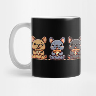 Cute Frenchie Dogs with Pizza, French Bulldogs Mug