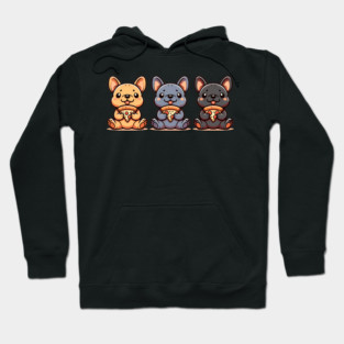 Cute Frenchie Dogs with Pizza, French Bulldogs Hoodie