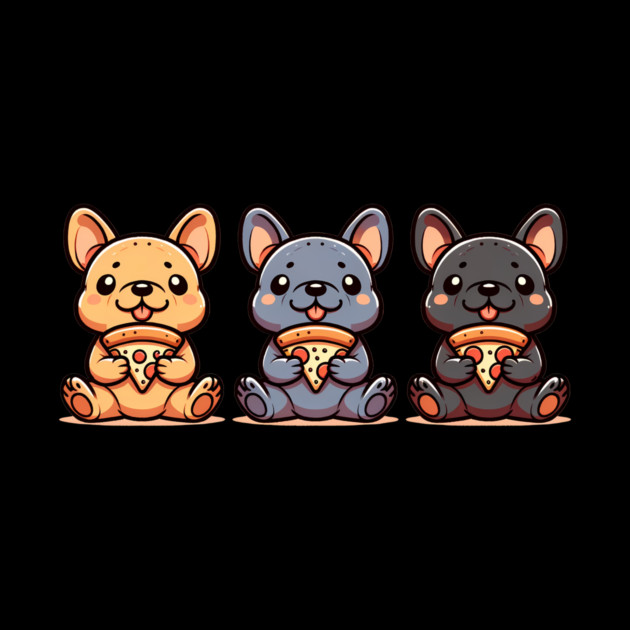 Cute Frenchie Dogs with Pizza, French Bulldogs by logiamerch