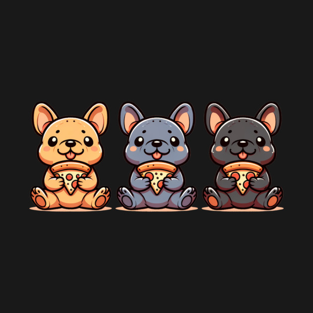 Cute Frenchie Dogs with Pizza, French Bulldogs by logiamerch