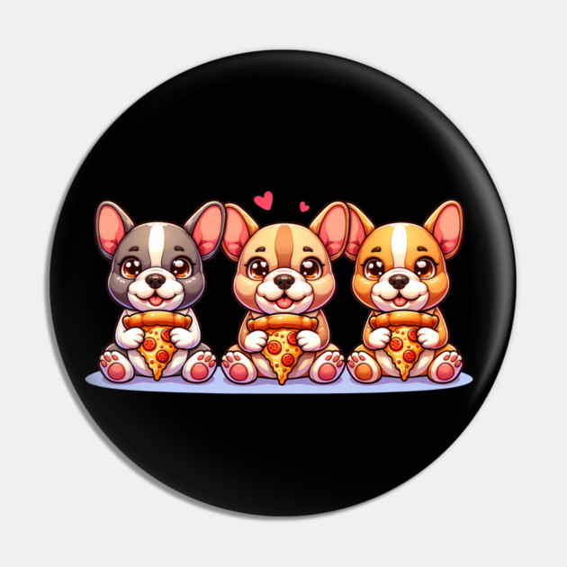 Cute Frenchie Dogs with Pizza, French Bulldogs Pin by logiamerch
