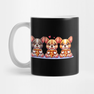 Cute Frenchie Dogs with Pizza, French Bulldogs Mug