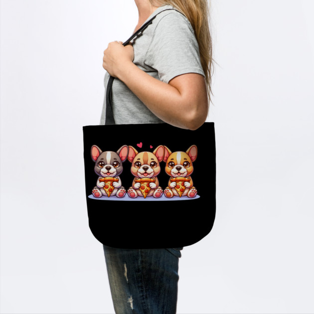 Cute Frenchie Dogs with Pizza, French Bulldogs by logiamerch