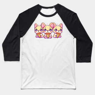 Cute Frenchie Dogs with Pizza, French Bulldogs Baseball T-Shirt