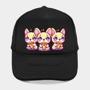 Cute Frenchie Dogs with Pizza, French Bulldogs Hat