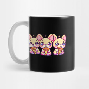 Cute Frenchie Dogs with Pizza, French Bulldogs Mug