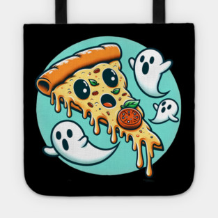 Funny Pizza Ghost Halloween Tote