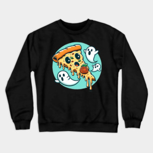 Funny Pizza Ghost Halloween Crewneck Sweatshirt