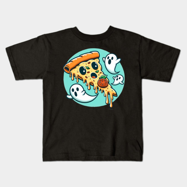 Funny Pizza Ghost Halloween Kids T-Shirt by logiamerch