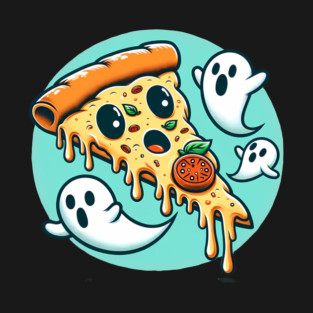 Funny Pizza Ghost Halloween T-Shirt