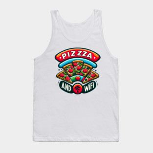 Pizza and Wifi, Funny Pizza Lover Tank Top