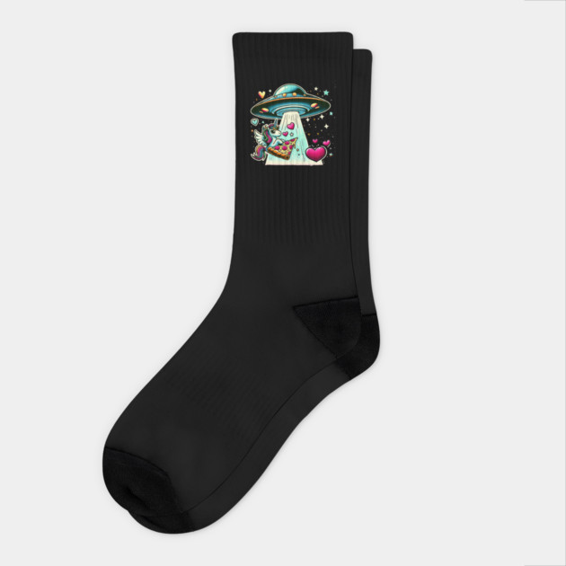 Funny Pizza Unicorn Ufo Socks by logiamerch