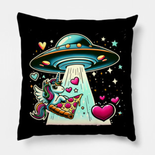 Funny Pizza Unicorn Ufo Pillow